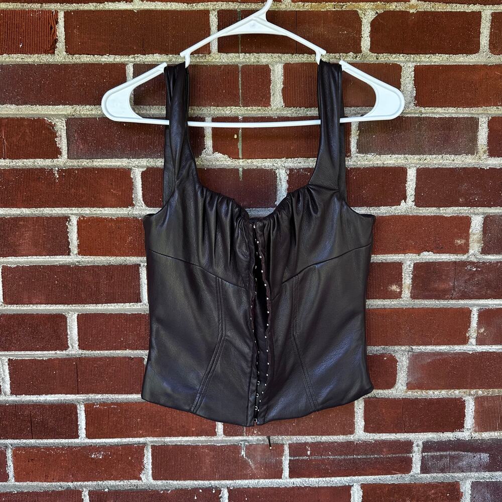 House of CB James Brown Vegan Leather Corset Top Size Small